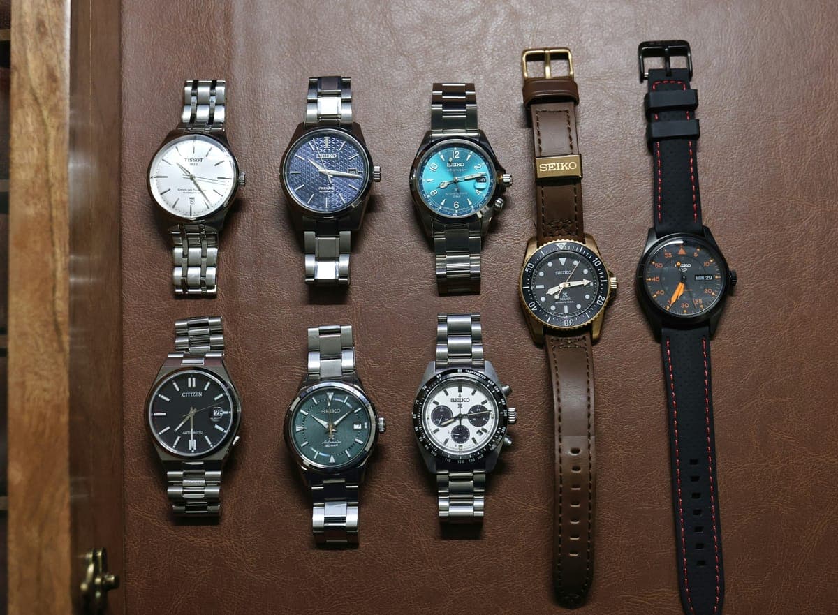 Collection of watches including Seiko and Citizen